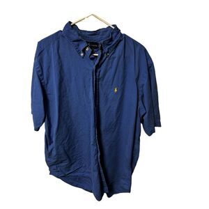 Vintage Blue And Yellow Ralph Lauren Mens Size XL Classic Fit Short Sleeve Shirt